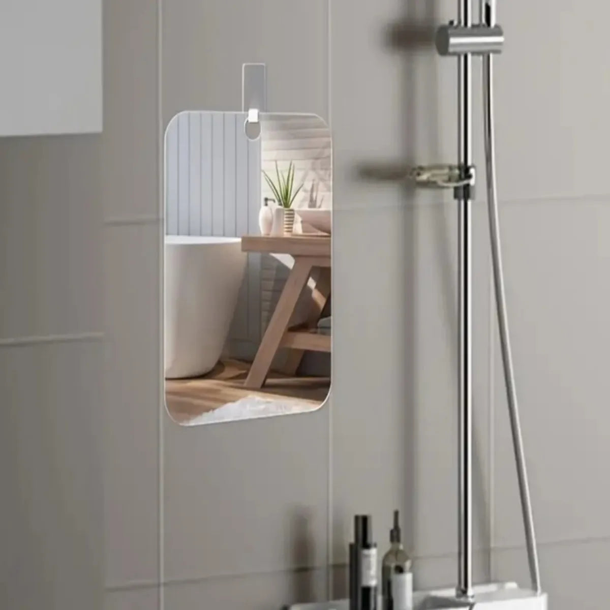 Acrylic Anti-Fog Mirror with Stainless Steel Hook